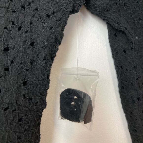 Free People NWT Sophia Black Eyelet‎ Off Shoulder Bell Sleeve Boho Mini Dress S - Picture 4 of 9